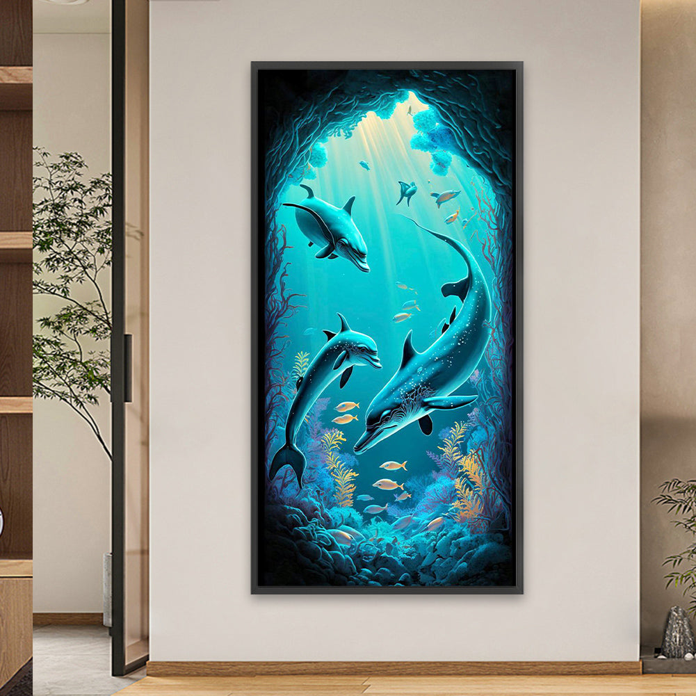 Ocean Dolphin - Full Square Drill Diamond Painting 40*80CM