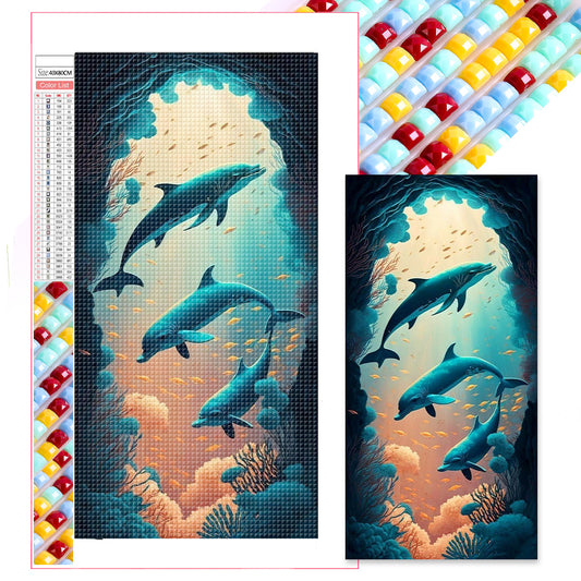 Ocean Dolphin - Full Square Drill Diamond Painting 40*80CM