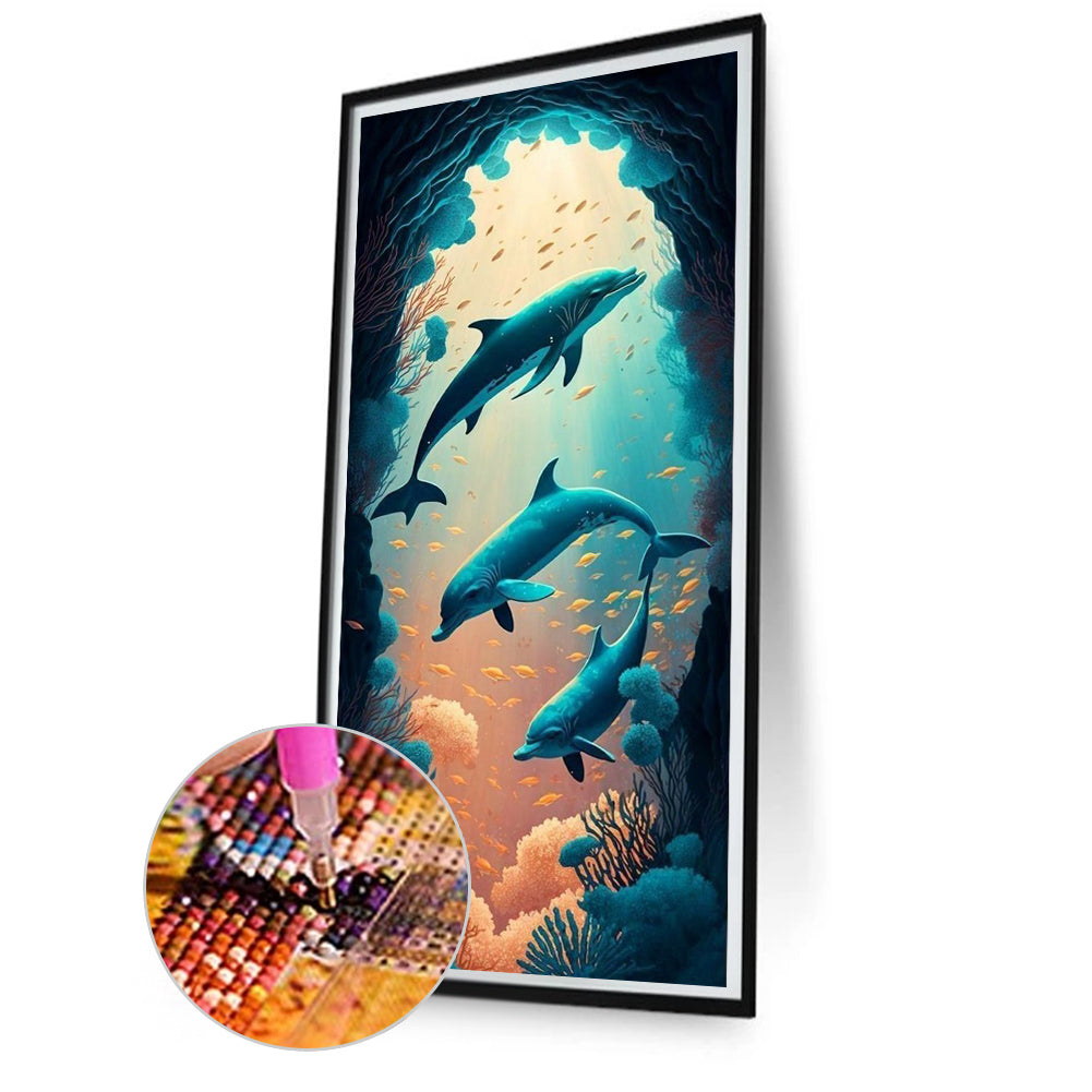 Ocean Dolphin - Full Square Drill Diamond Painting 40*80CM