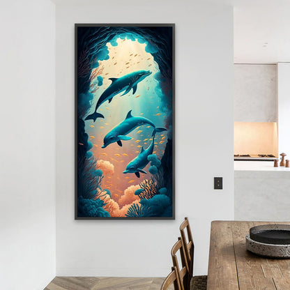 Ocean Dolphin - Full Square Drill Diamond Painting 40*80CM