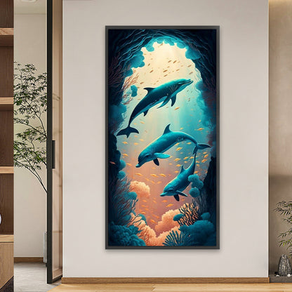 Ocean Dolphin - Full Square Drill Diamond Painting 40*80CM