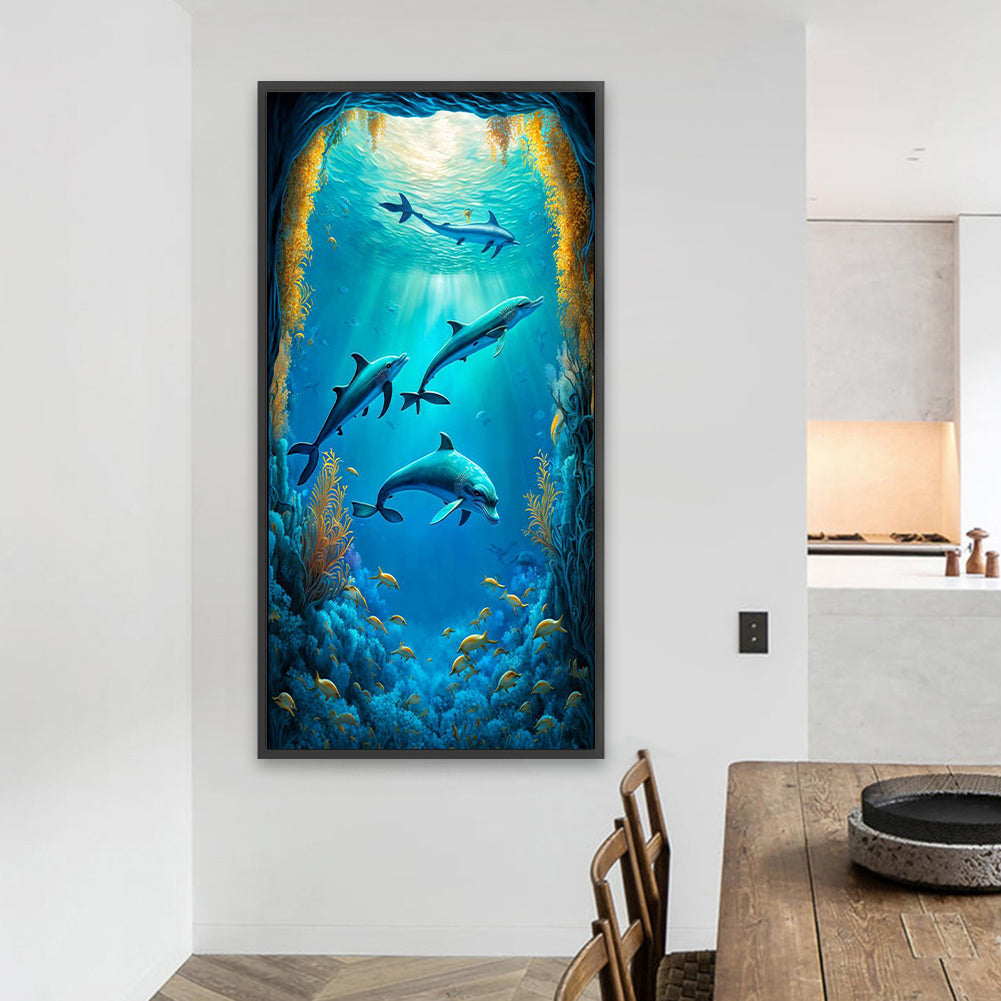 Ocean Dolphin - Full Square Drill Diamond Painting 40*80CM