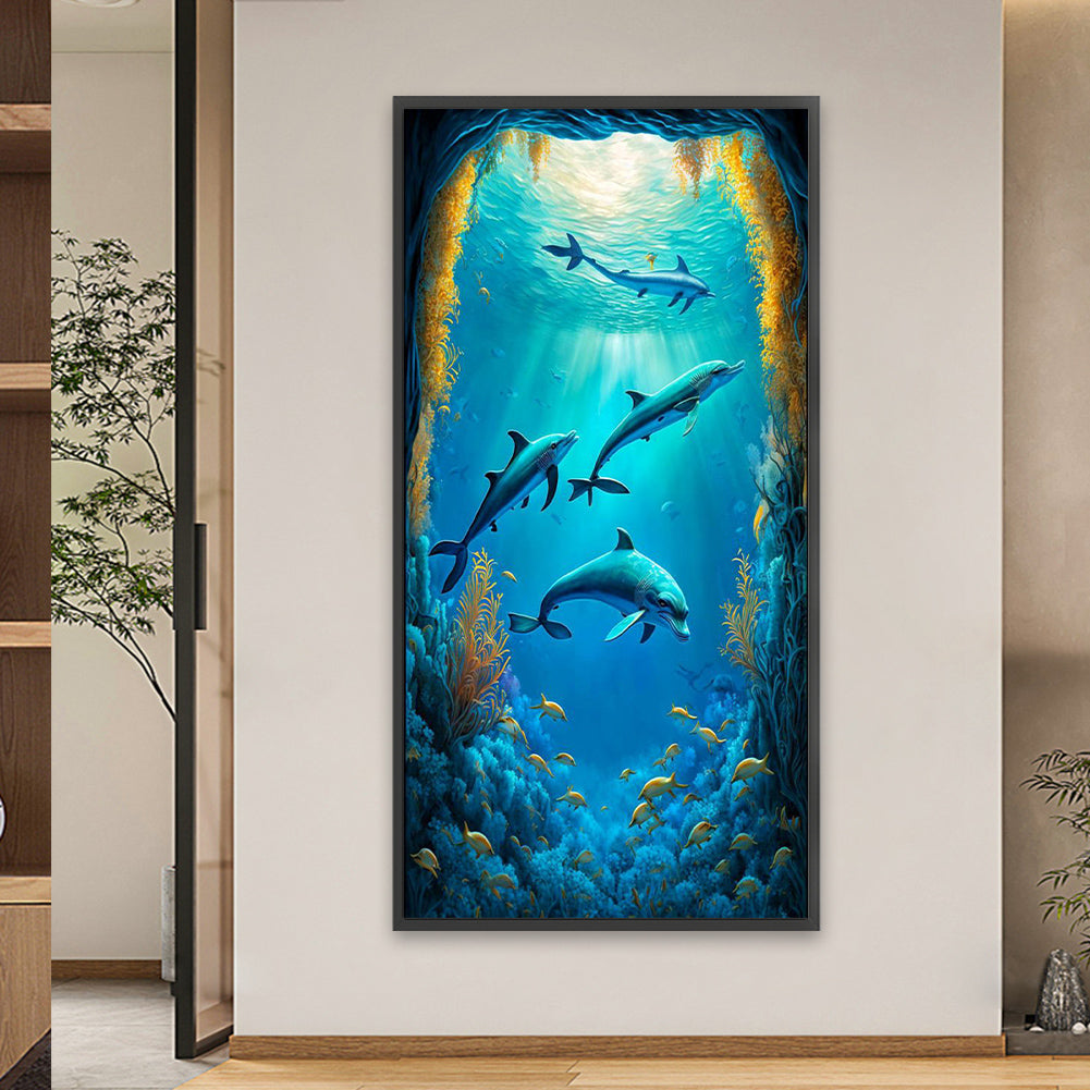 Ocean Dolphin - Full Square Drill Diamond Painting 40*80CM