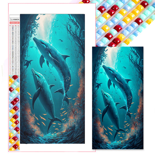 Ocean Dolphin - Full Square Drill Diamond Painting 40*80CM