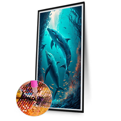 Ocean Dolphin - Full Square Drill Diamond Painting 40*80CM