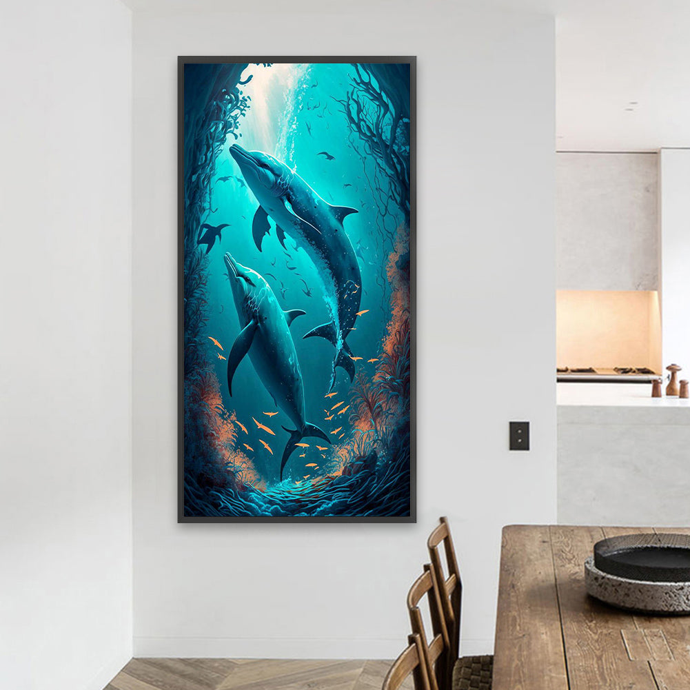 Ocean Dolphin - Full Square Drill Diamond Painting 40*80CM