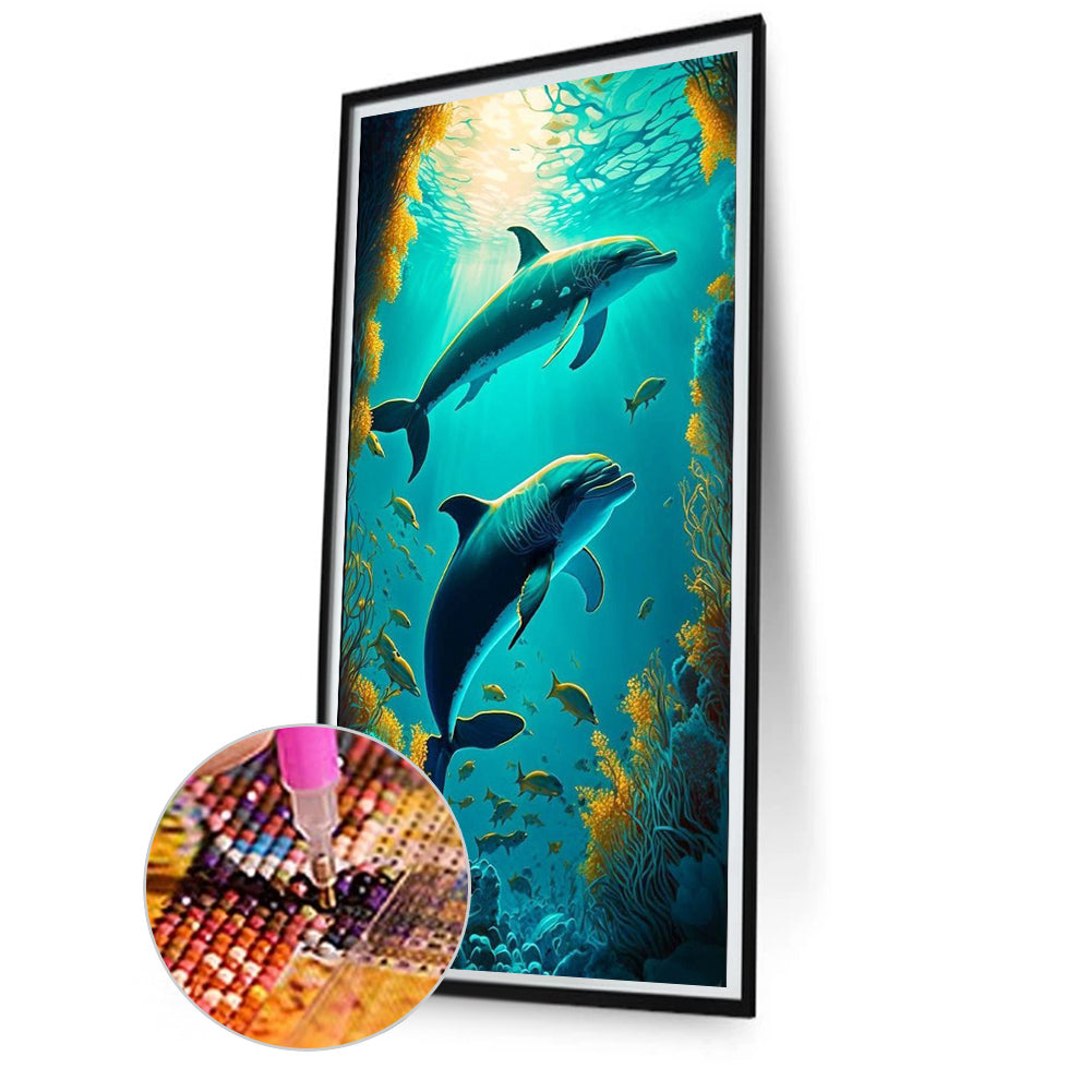 Ocean Dolphin - Full Square Drill Diamond Painting 40*80CM