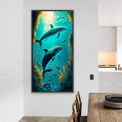 Ocean Dolphin - Full Square Drill Diamond Painting 40*80CM