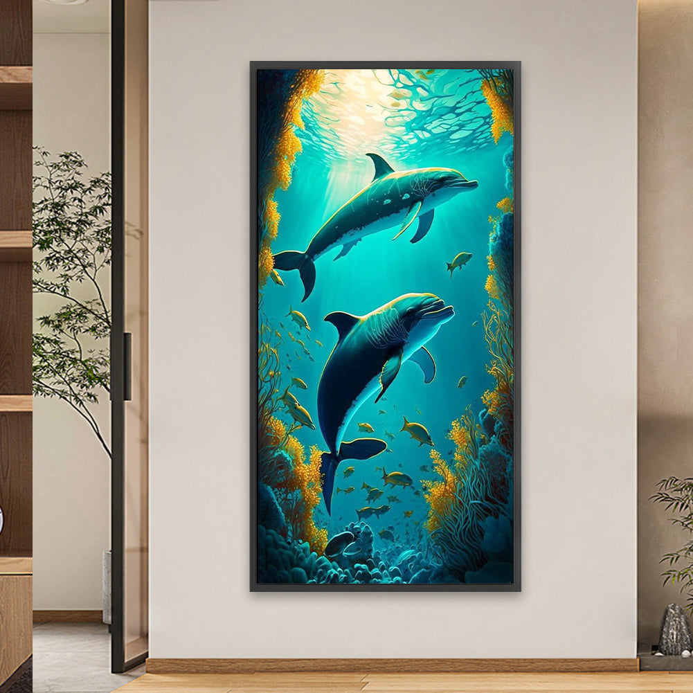 Ocean Dolphin - Full Square Drill Diamond Painting 40*80CM