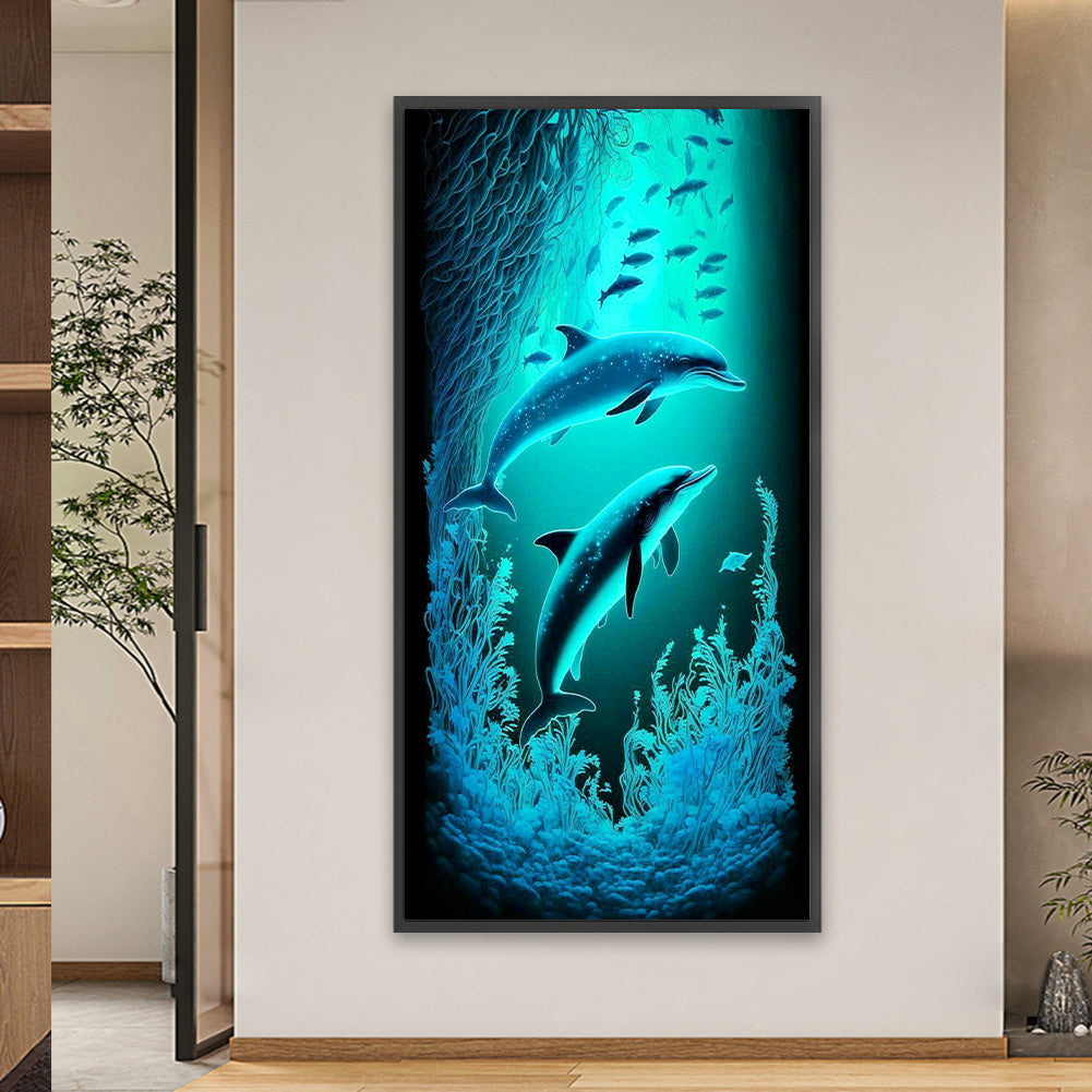 Ocean Dolphin - Full Square Drill Diamond Painting 40*80CM