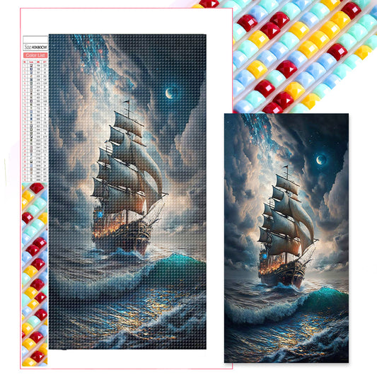 Sailing Ship - Full Square Drill Diamond Painting 40*80CM