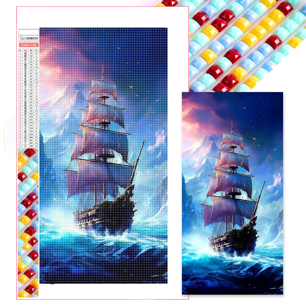 Sailing Ship - Full Square Drill Diamond Painting 40*80CM