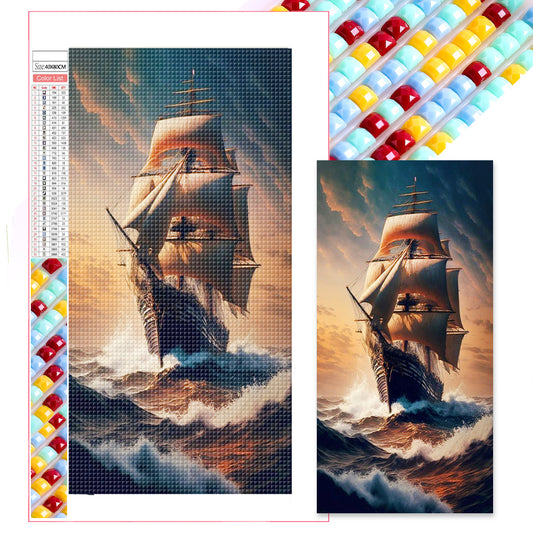 Sailing Ship - Full Square Drill Diamond Painting 40*80CM