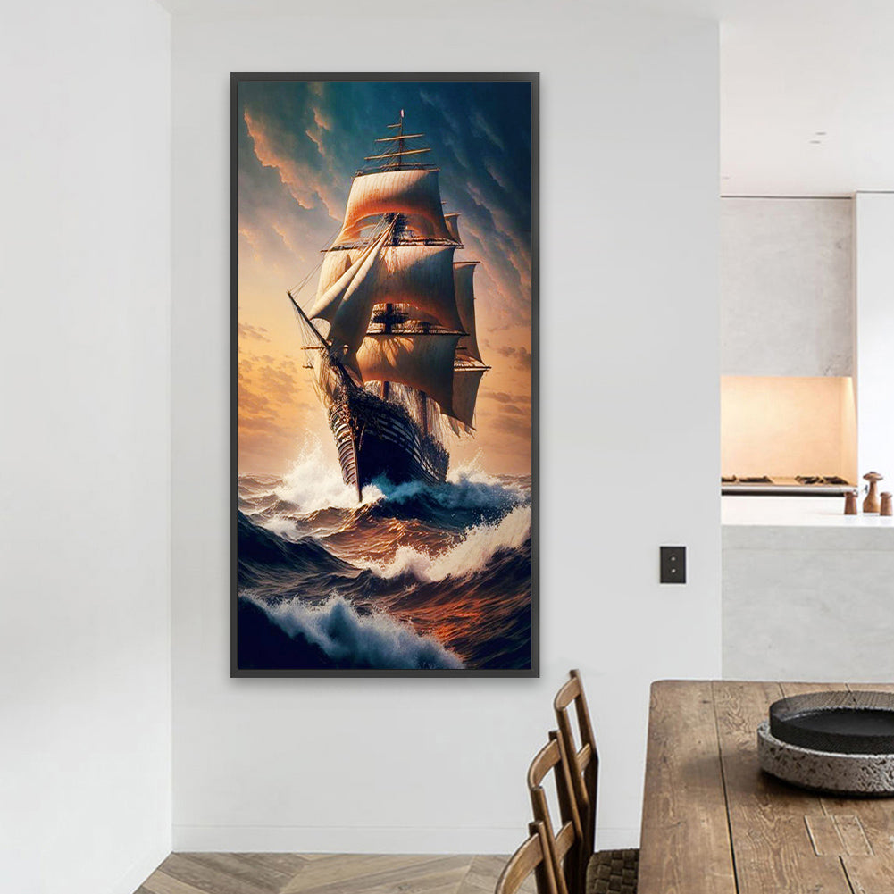 Sailing Ship - Full Square Drill Diamond Painting 40*80CM