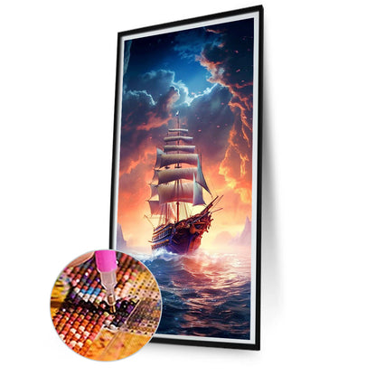 Sailing Ship - Full Square Drill Diamond Painting 40*80CM