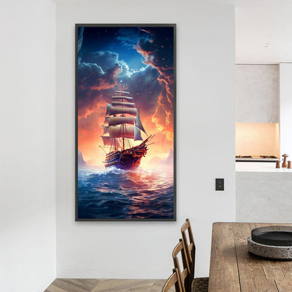 Sailing Ship - Full Square Drill Diamond Painting 40*80CM