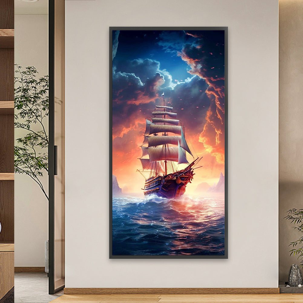 Sailing Ship - Full Square Drill Diamond Painting 40*80CM