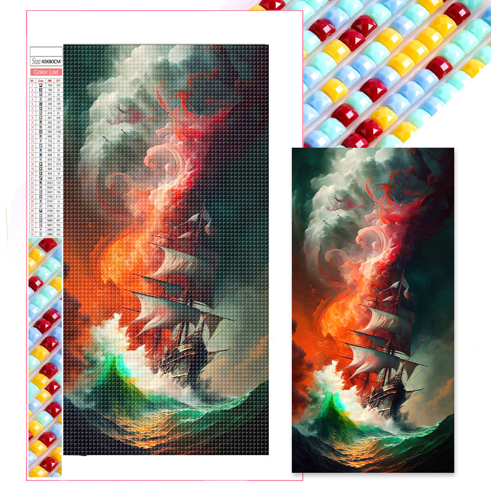 Sailing Ship - Full Square Drill Diamond Painting 40*80CM