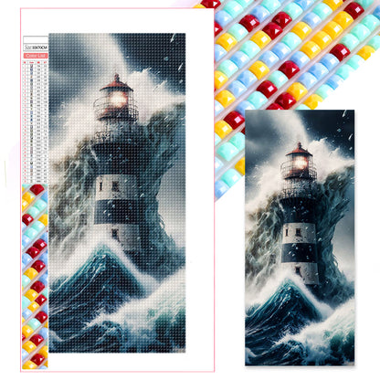 Lighthouse In The Storm - Full Square Drill Diamond Painting 30*70CM