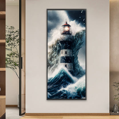 Lighthouse In The Storm - Full Square Drill Diamond Painting 30*70CM