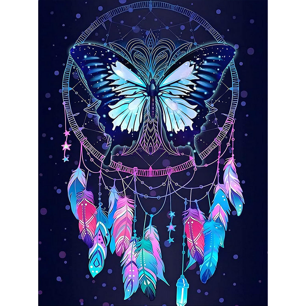 Butterfly Dream Catcher - Full Round Drill Diamond Painting 30*40CM