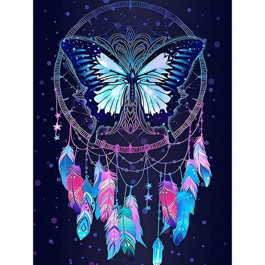 Butterfly Dream Catcher - Full Round Drill Diamond Painting 30*40CM