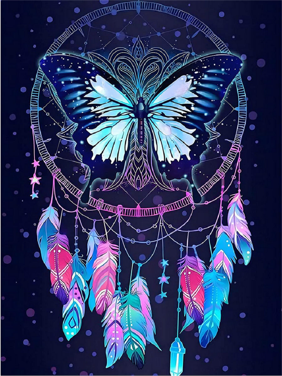 Butterfly Dream Catcher - Full Round Drill Diamond Painting 30*40CM