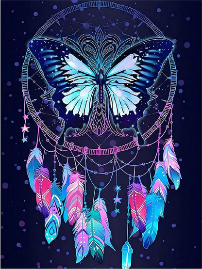 Butterfly Dream Catcher - Full Round Drill Diamond Painting 30*40CM