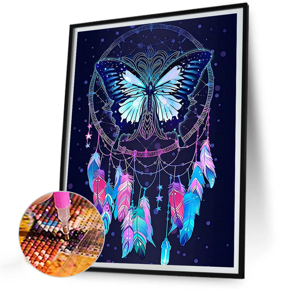 Butterfly Dream Catcher - Full Round Drill Diamond Painting 30*40CM