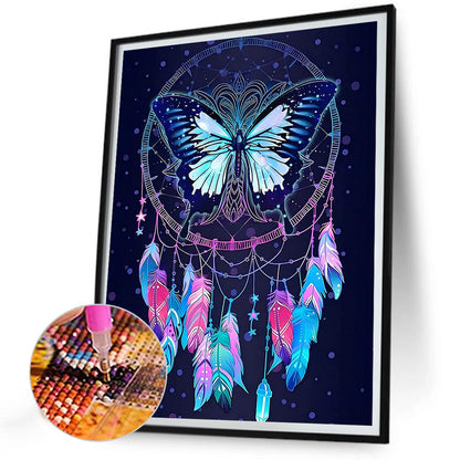 Butterfly Dream Catcher - Full Round Drill Diamond Painting 30*40CM