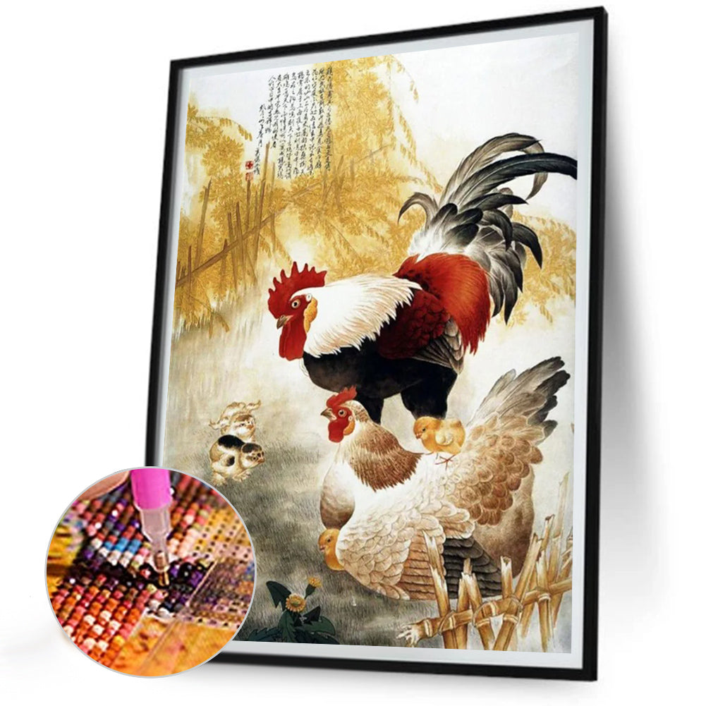 Rooster And Hen - Full Round Drill Diamond Painting 30*40CM