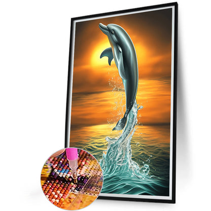 Jumping Dolphin - Full Round Drill Diamond Painting 40*60CM