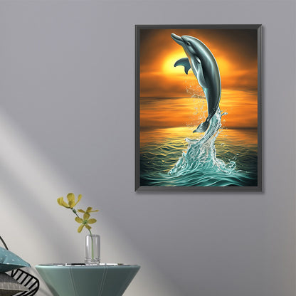 Jumping Dolphin - Full Round Drill Diamond Painting 40*60CM