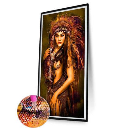 Primitive Tribal Girl - Full Round Drill Diamond Painting 40*80CM