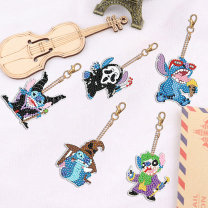 DIY Diamond Art Key Rings Stitch 5pcs Full Drill Diamonds Pendants Gift for Kids