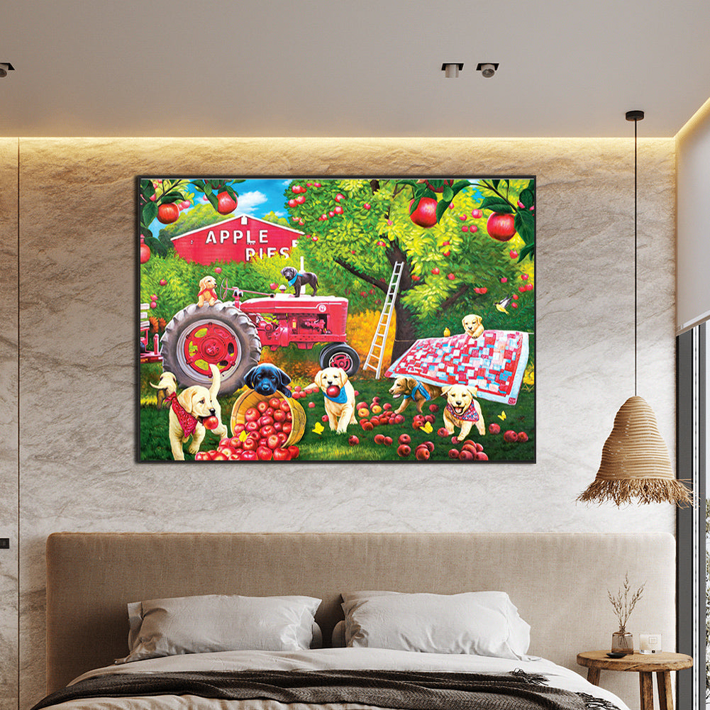 Puppy Daily - Full Round Drill Diamond Painting 70*50cm