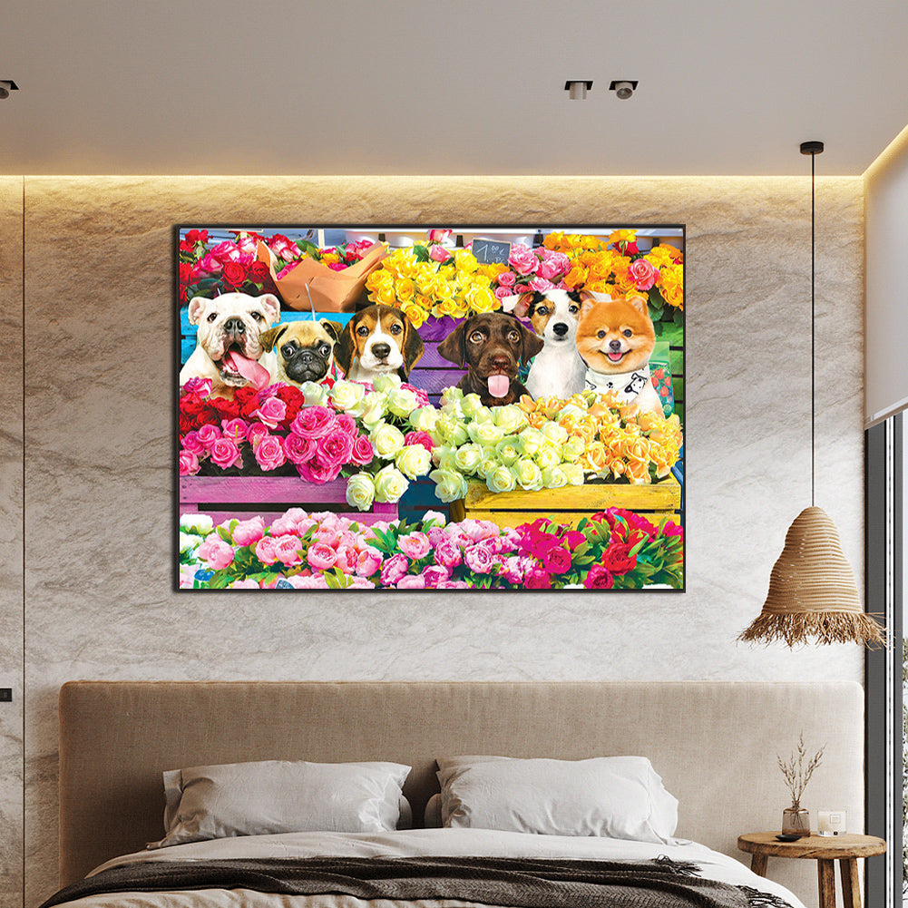Puppy Daily - Full Round Drill Diamond Painting 70*50cm
