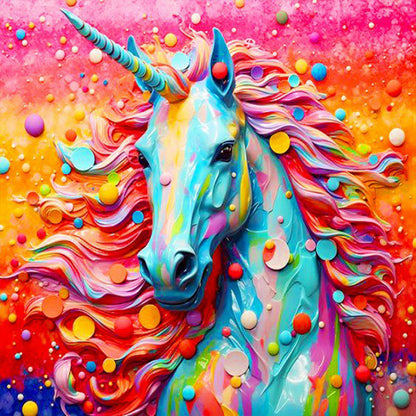 Embossed Unicorn - Full Round Drill Diamond Painting 30*30CM