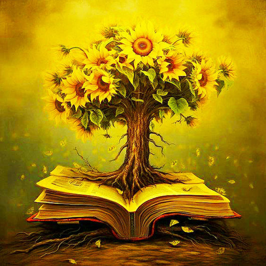 Book And Sunflower - Full Round Drill Diamond Painting 30*30CM