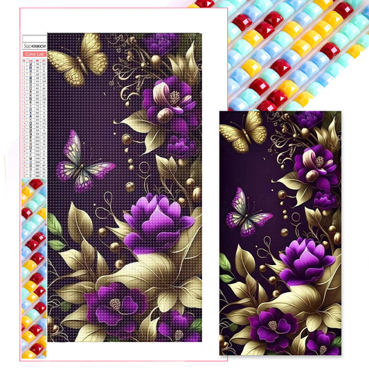 Aurora Purple Pansies - Full Square Drill Diamond Painting 40*80CM