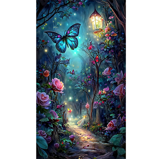 Butterfly Rose Forest - Full Round Drill Diamond Painting 40*70CM