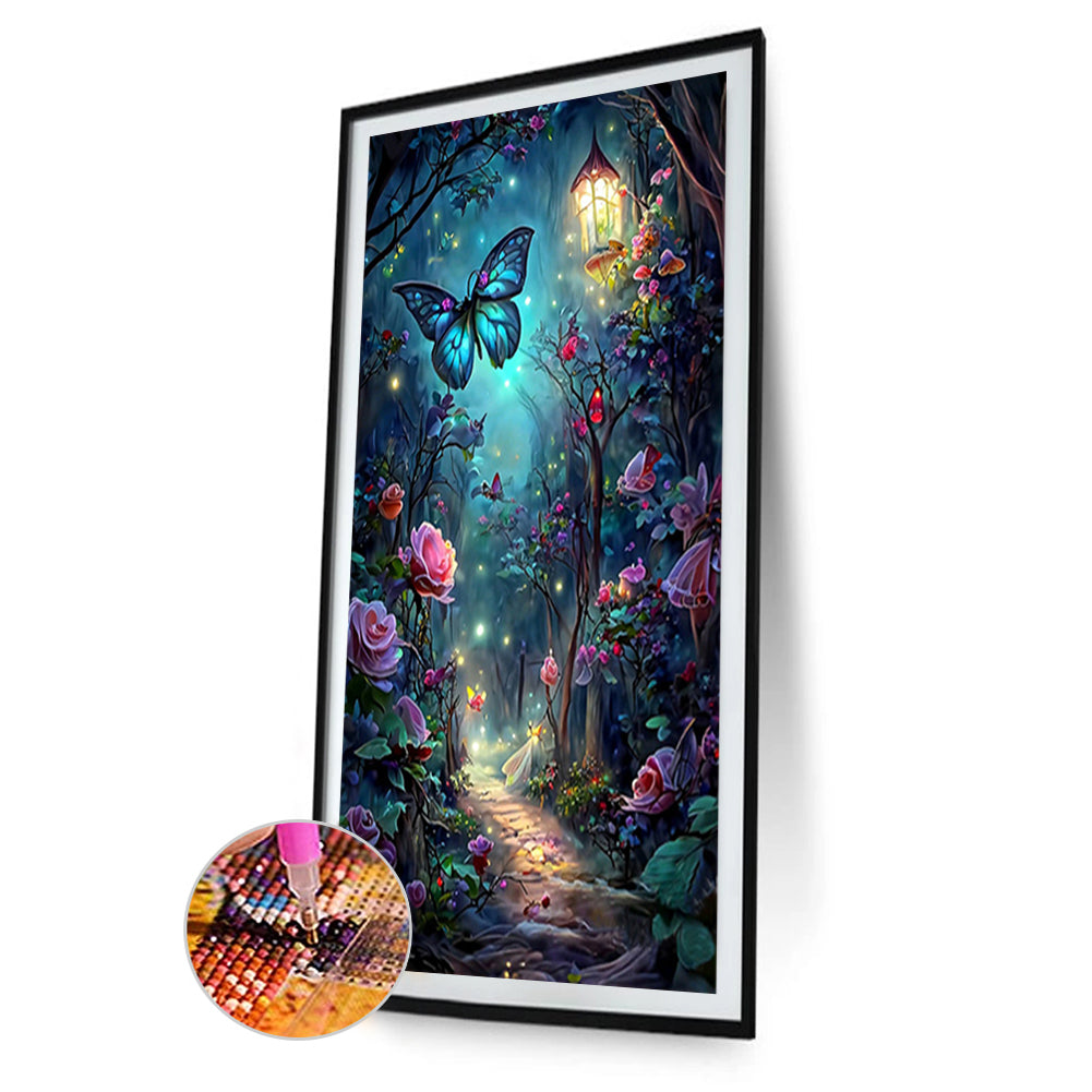 Butterfly Rose Forest - Full Round Drill Diamond Painting 40*70CM