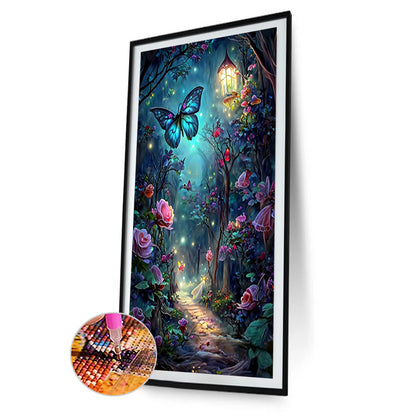 Butterfly Rose Forest - Full Round Drill Diamond Painting 40*70CM