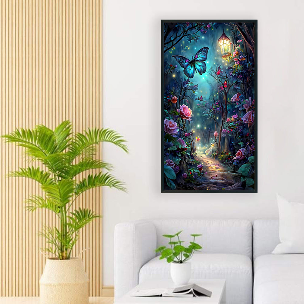 Butterfly Rose Forest - Full Round Drill Diamond Painting 40*70CM