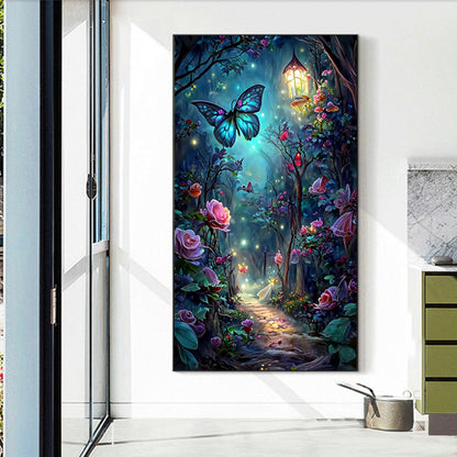 Butterfly Rose Forest - Full Round Drill Diamond Painting 40*70CM