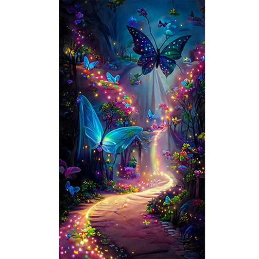 Butterfly Rose Forest - Full Round Drill Diamond Painting 40*70CM