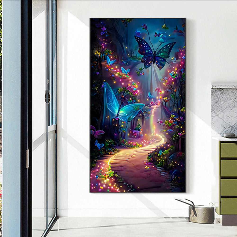 Butterfly Rose Forest - Full Round Drill Diamond Painting 40*70CM