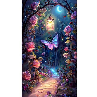 Butterfly Rose Forest - Full Round Drill Diamond Painting 40*70CM