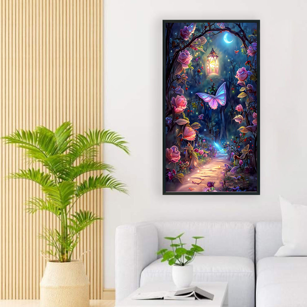 Butterfly Rose Forest - Full Round Drill Diamond Painting 40*70CM