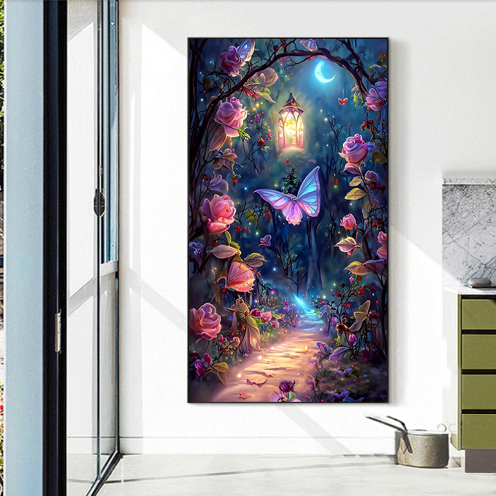 Butterfly Rose Forest - Full Round Drill Diamond Painting 40*70CM